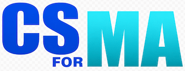 CSforMA logo: Dark blue letters C and S with the word "For" underneath, and to the right of the CS are the letters M and A in a lighter blue